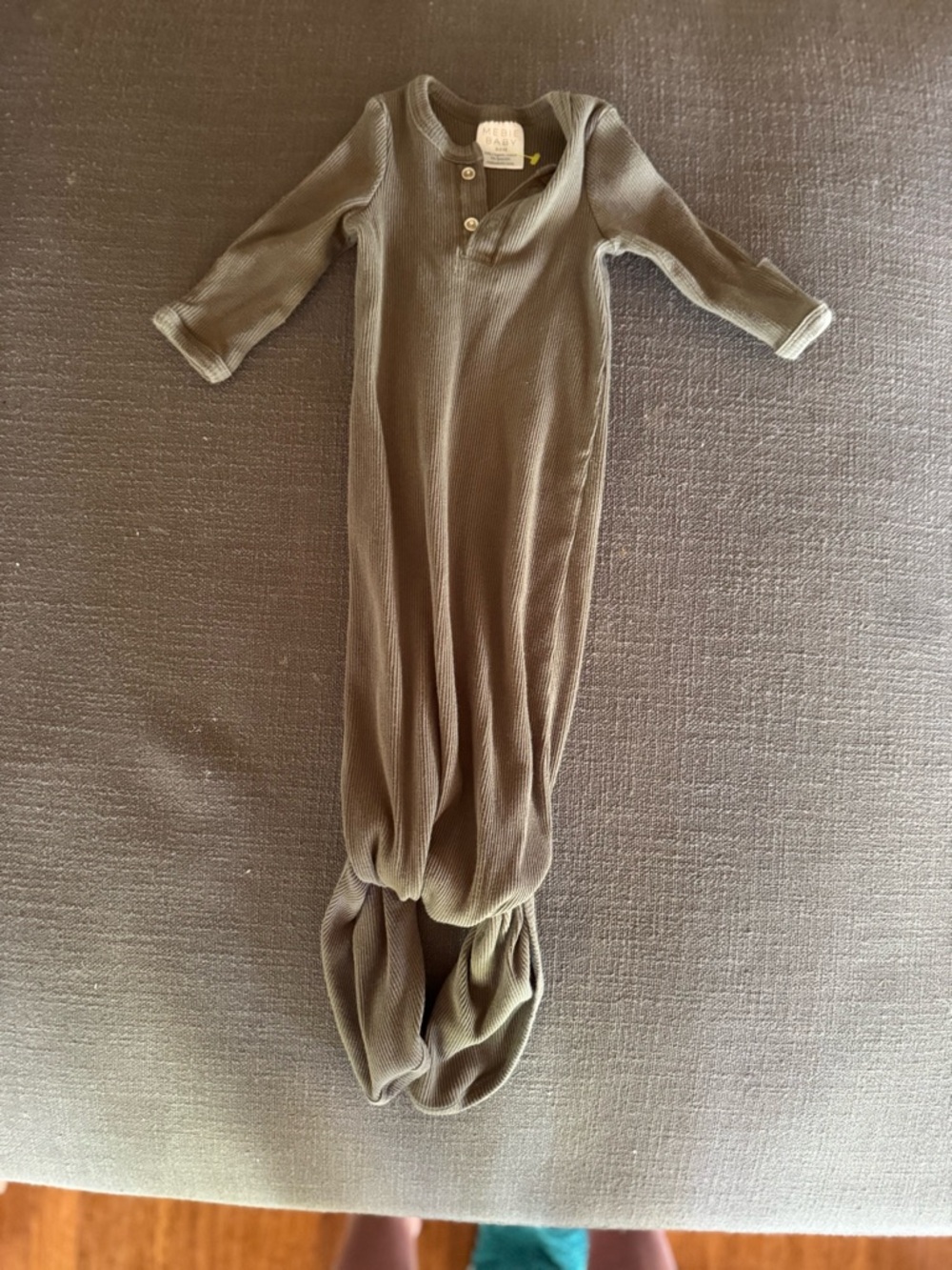 Organic Cotton Olive Green Infant Gown Sleeper